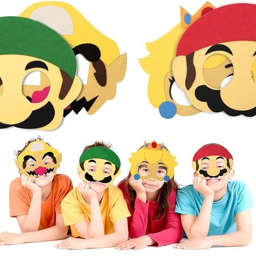 12Pcs Felt Mask, Birthday Game Themed Masks, Cosplay Party Masks, Felt Masks, Children's Party Masks, Character Masquerade, Halloween Dress Up Party Supplies for Boys and Girls Role Play thumbnail 2