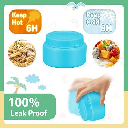 Bento Lunch Box with 10oz Soup Thermo for Kids Insulated Lunch Bag & Foldable Silicone Cup Food Leak Proof Food Container with 5 Compartment for Kid to Shool Travel thumbnail 6
