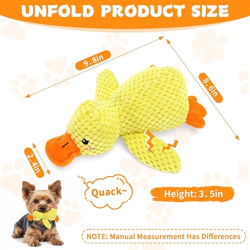 VOXGET Calming Duck Toy for Dogs, 2026 New Interactive Crinkle Toy with Quack Sound for Dogs Teeth, Soft Stuffed Plush Mellow Calming Duck Pillow for Puppy Keep Busy -Yellow, 9.8"x8.6"(S) thumbnail 5