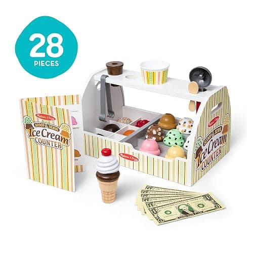 Melissa & Doug Wooden Ice Cream Toy Shop | Role Play Set for Kids | Age 3+ thumbnail 9