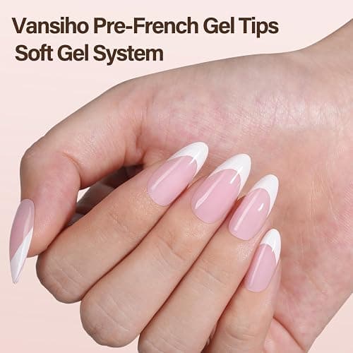 Vansiho French Gel Nail Tips, 150Pcs Medium Almond Gel Nail Tips, Pink Soft French Tips Press on Nails, Fake Nails for Nail Art DIY 15 Sizes thumbnail 2