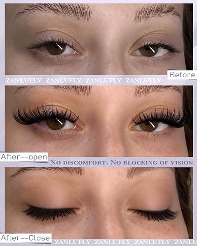 zanlufly Lash Clusters Eyelash Clusters Wispy Cluster Eyelash Extensions DIY Individual Lashes Natural Volume Lash Extension C Curly Cluster Lashes with Thin Band thumbnail 5