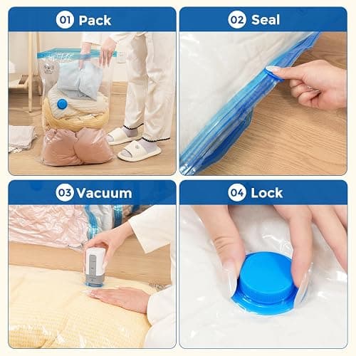 ETENWOLF 20 Pack Vacuum Storage Bags with Rechargeable Wireless Pump, Vacuum Seal Bags for Clothes and Travel, Space Saver Bags in Multiple Carry-On Sizes, Perfect for Luggage and Suitcases thumbnail 8