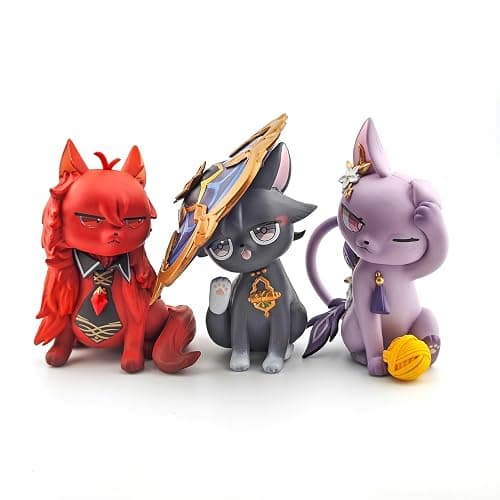 GOLEHS Genshin Impact Cat Figurine - 3.75" Cute Anime Collectible Figure, Diluc/Childe/Keqing, Gift for Fans and Cat Lovers, thumbnail 6