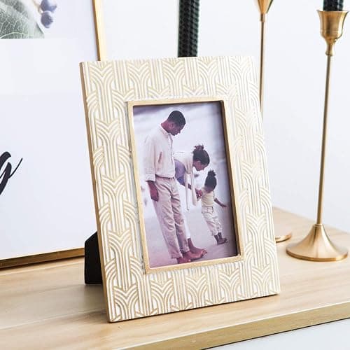 Kimdio 4x6 Picture Frame Resin Table Gold Photo Frames Rustic Frame with High Definition Glass for Wall or Tabletop Display thumbnail 3