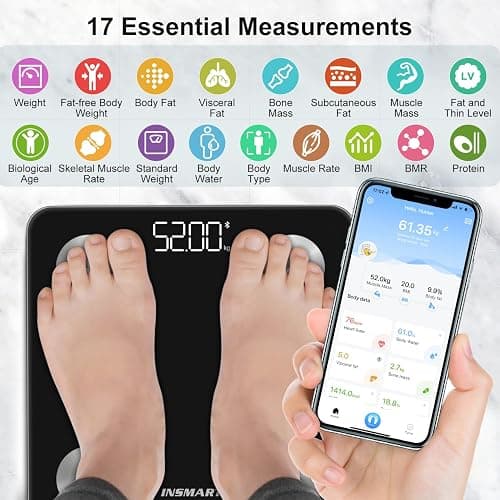 Bluetooth Body Fat Scales, INSMART Smart Digital Bathroom Weight Weighing Scales for Body Composition Analyzer with Smart APP, Body Composition Fitbit Scales for Fitness (ST/LB/KG) thumbnail 2