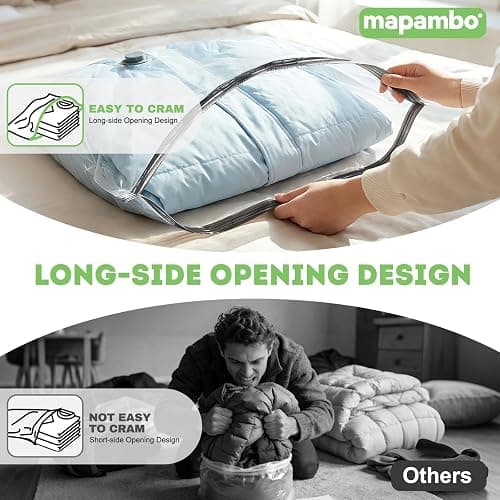 Mapambo Vacuum Storage Bags with -60000Pa USB Pump, 15 Pack Vacuum Seal Bags for Clothing Travel in 3 Sizes, Travel Vacuum Bags with Pump, Saving up to 80% of Luggage Space (15 Combo Size) thumbnail 6