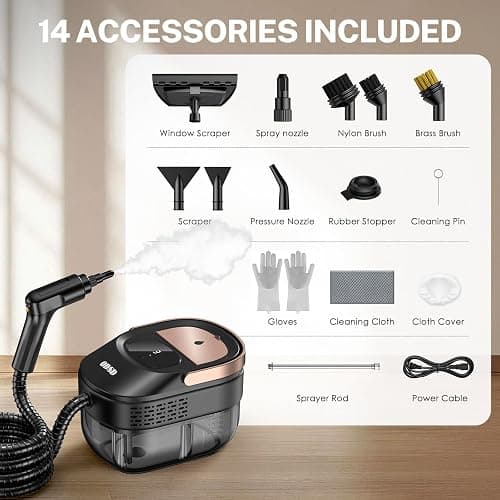 ODSD Steam Cleaner for Home & Car, 3-Level Adjustable Steamer for Cleaning, 15s Heat-Up & 1.6L Large Tank, Handheld Steam Cleaner for Car Detailing, Home, Tile, Grout,Furniture with 15pcs Accessories thumbnail 9