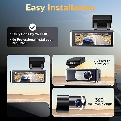Csyibeielec Dash Cam Front and Rear - 4K HD Dual Dash Camera for Cars, Built-in 5G WiFi GPS, 64GB Card, Dashcam with 3.2" IPS Screen, UHD Night Vision, HDR, App Control, 24H Parking Monitor thumbnail 3