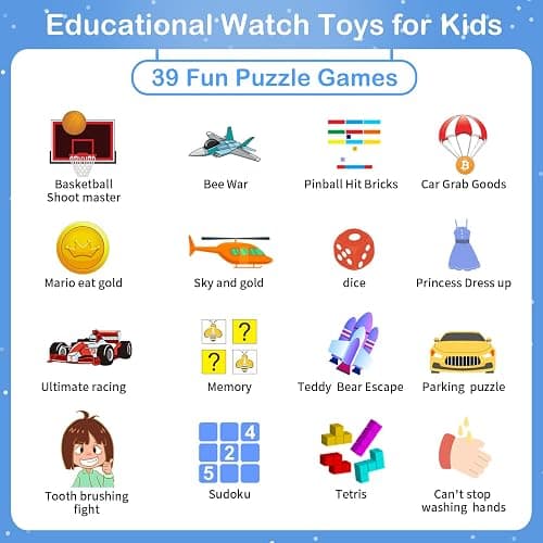 Phyulls Smart Watch for Kids with 39 Games Alarm Clock, Touchscreen, Calendaring Camera Music Player Time Display Video & Audio Recording, Toys for 3-12 Years Old Boys thumbnail 4