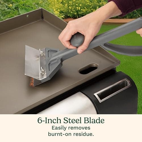 Cuisinart Griddle Scraper, 6" Stainless Steel Blade, Splash Guard | Flat top grill scraper for burnt-on residue, features heavy-duty blade and ergonomic top knob grip, CCB-500 thumbnail 6
