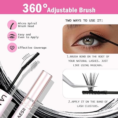 LA MAESII Lash Cluster Glue Lash Bond and Seal Waterproof Lash Glue for Eyelash Clusters 10ml Bond and Seal 2-in-1 Home Use Strong Hold 72H thumbnail 3
