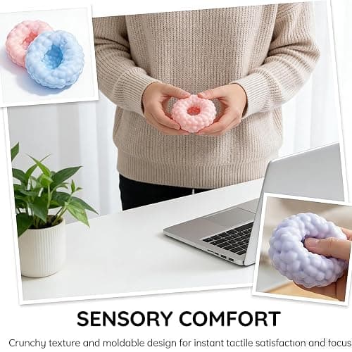 2-Pack Crunchy Squishy Stress Ball, Slow-Rebound Sensory Squeeze Balls, Relieve Anxiety, Improve Focus, Satisfying Desktop Stress Relief Toys (Pink and Blue) thumbnail 5