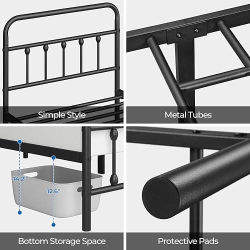 Yaheetech Classic Metal Platform Bed Frame Mattress Foundation with Victorian Style Iron-Art Headboard/Footboard/Under Bed Storage/No Box Spring Needed/Twin Size Black thumbnail 9