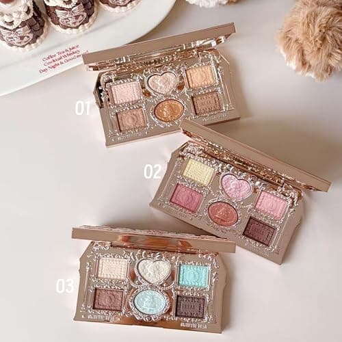 Flower Knows The Sweetie Bear Collection 6-Color Makeup Palette,Pink Face Makeup Palette with 4 Matte + 2 Shimmer Shades,Blendable Smooth Cute Make Up,0.23 Oz(02 Strawberry Milk) thumbnail 6