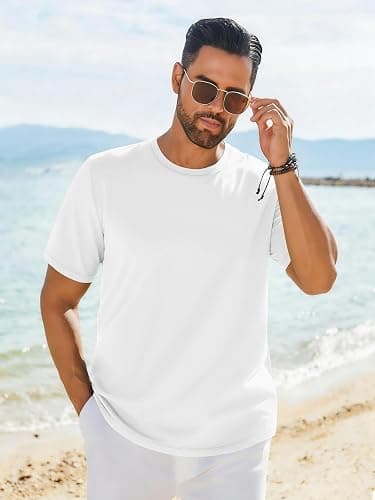 Cotrasen Mens T-Shirts Short Sleeve Cotton Crew Neck Lightweight Moisture Wicking Casual Soft Basic Plain Tee Shirts thumbnail 2