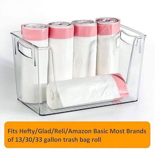 2 Pack Trash Bag Holder Dispenser, Extra Large Garbage Bags Holder, Stackable Trash Bag Holder with Bamboo Top for Laundry Room & Under Sink thumbnail 6