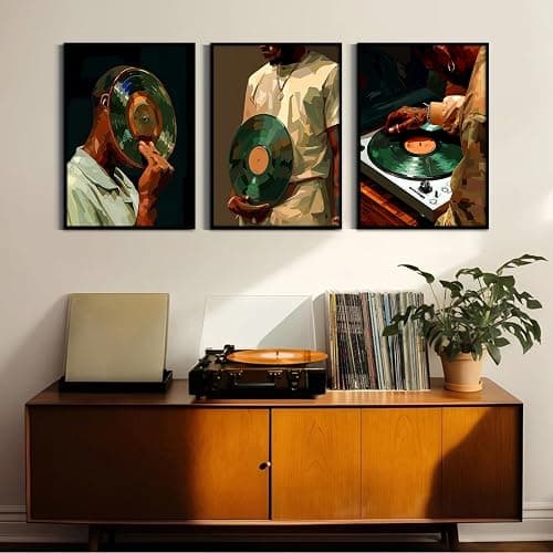 Black Man Wall Art African American Men Canvas Wall Decor Black People DJ Poster Hip Hop Music Pictures Fashion Male Artwork Modern Prints Culture Painting for Bedroom Living Room 12x16 Inch Unframed thumbnail 6