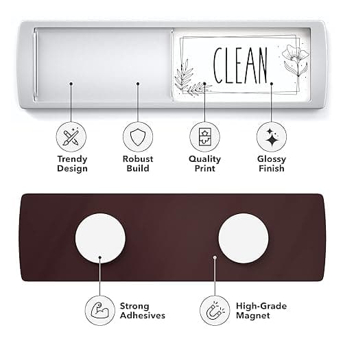 Stylish Dishwasher Magnet Clean Dirty Sign - 2 by 7 Inch - Ideal Clean Dirty Magnet for Dishwasher - Kitchen Organizer and Gadget - Nice Office, Home Farmhouse Decor thumbnail 4