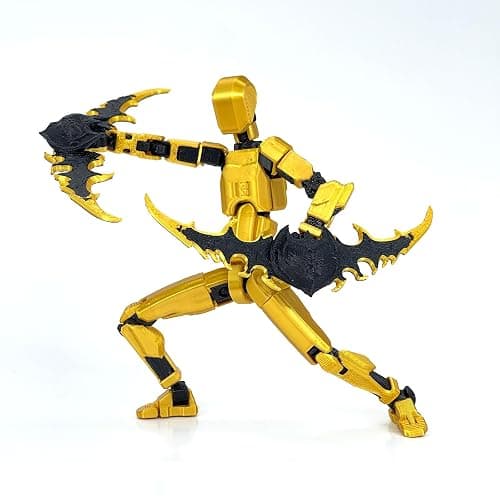 (Assembly Completed) T13 Action Figure Set, Titan 13 Robot Dummy 3D Printed robo 13 Action Figure Articulated, Lucky 13 Gift for Collectors Desktop Decorations (Golden) thumbnail 5