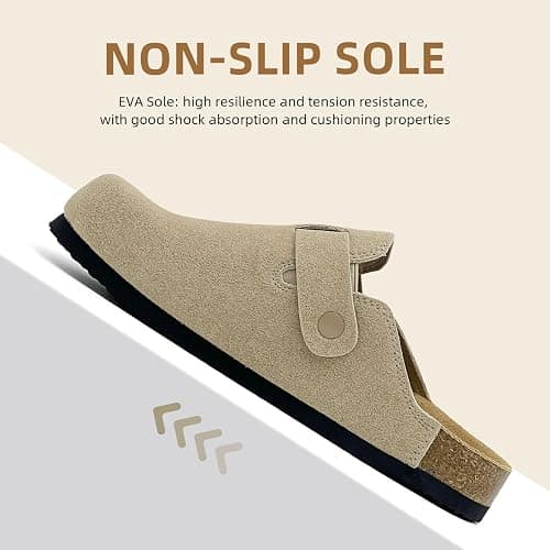 xinlanlin Kids Suede Clogs Boys Girls Sandals Cork Footbed Toddler Slip-on Slippers Indoor Outdoor Cute Sandals Classic Adjustable Buckle thumbnail 4