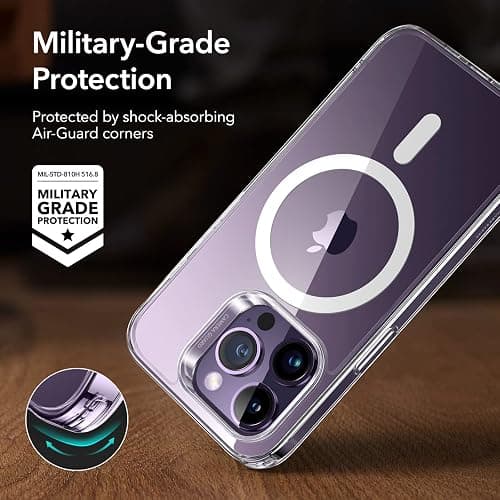 ESR for iPhone 14 Pro Case, Compatible with MagSafe, Shockproof Military-Grade Protection, Yellowing Resistant, Magnetic Classic Hybrid Case (HaloLock), Clear thumbnail 5