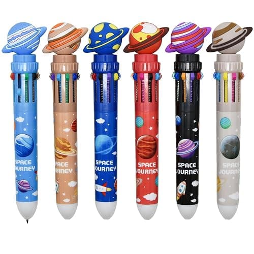Maydahui 12 PCS Planet 10 in 1 Shuttle Pens Retractable Outer Space Multicolor Ballpoint Pen 10 Ink Colors Cartoon Galaxy Star for Spaceman Astronaut Astrophile School Party Office - Image 1