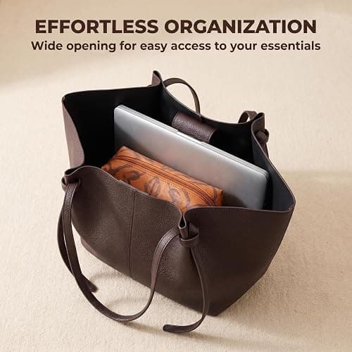 JIABAOZ Tote Bag Damen,Shopper Tasche Damen Groß,mit Litschi-Muster,Large Shoulder Handbag Mit Abnehmbarer Schlaufe,Shopper Für College Schule Arbeit Reisen Shopping thumbnail 7
