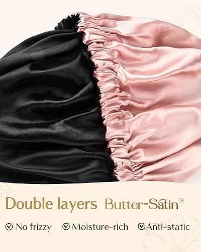 YANIBEST Adjustable Silk Bonnet Double Layer Satin Bonnet Hair Bonnet for Sleeping Bonnets for Women Hats Curly Natural Hair, Blush Pink thumbnail 4