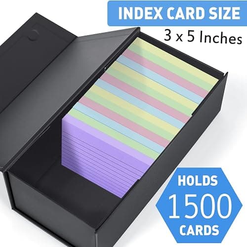 Harhana 3x5 Index Card Holder Card File Box Organizer, Hold 1200 3x5-Inch Flash Cards 1 Pack Black thumbnail 4