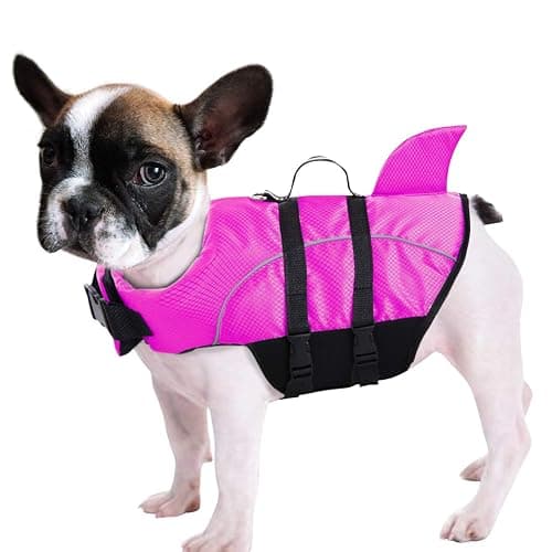 Ripstop Dog Life Jacket Shark Life Vest for Dogs, Safety Lifesaver with High Buoyancy and Lift Handle for Small and Medium Breeds(Rose Red XS) - Image 1