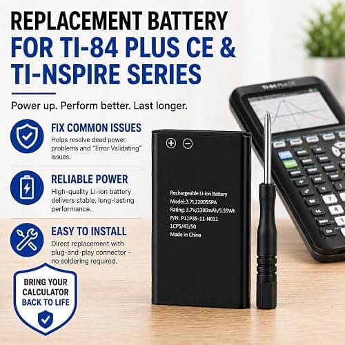 TI-84 Plus CE Battery Replacement Fit Texas Instruments TI-84 Plus CE C Graphing Calculator, TI NSpire CX/CX II/CX CAS, P11P35-11-N01 & 3.7L12005SPA Battery, Fix Dead Power Issue & Error Validating OS thumbnail 2