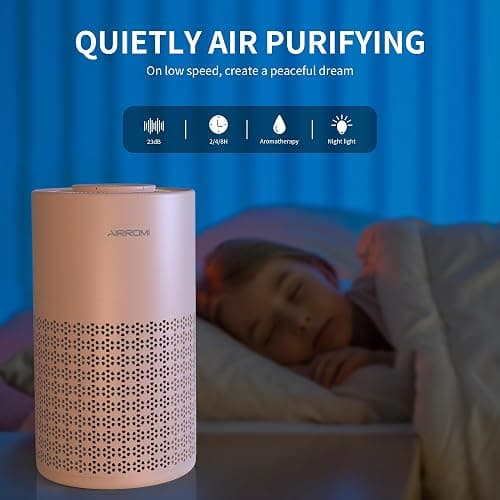 AIRROMI Air Purifier for Bedroom with HEPA 3-in-1 Filter, Pet Air Purifier for Home Cat Pee Smell, Covers Upto 990 Ft², Quiet 360°intake Air Cleaner for pet hair,allergies,Dust,Smoke A2001 Orange - Orange thumbnail 6