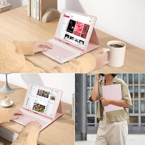 Keyboard Case for iPad 10.2" 9th 8th 7th Generation, Built-in Pencil Holder-Detachable Bluetooth Keyboard with Pencil Holder for iPad Pro 10.5" / iPad Air 3rd Gen-Pink thumbnail 7