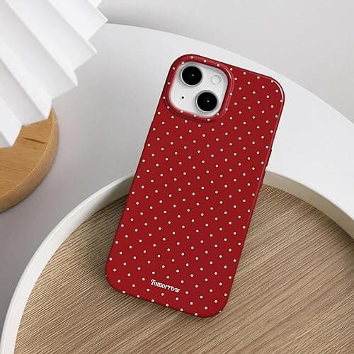 inewateri Compatible with iPhone 13/14 Case with Cute Fashion Polka Dot Aesthetics Design Simple Cases for Soft TPU Slim Protection Cover-Red thumbnail 7