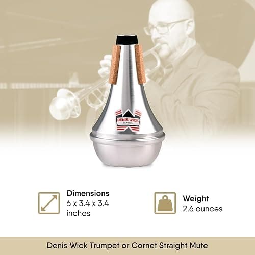 Denis Wick Straight Mute for Trumpet or Cornet, 5504 - Hand-Spun Aluminum Mute with Natural Cork - Brilliant Tone, Reliable Intonation & Tight-Bell Fit for Performance - 6.1 x 3.4 x 3.4 In, 2.26 oz thumbnail 3
