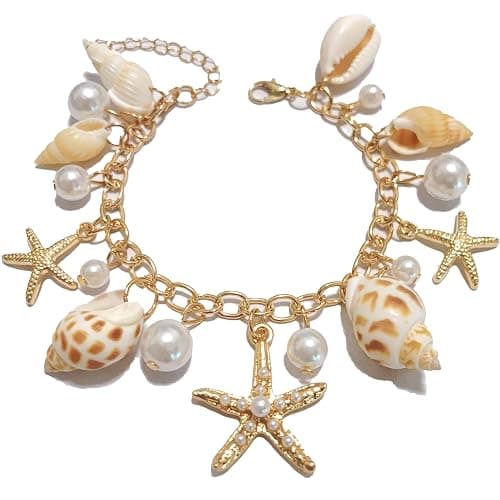 PIERPIER Mermaid Costume Accessories, Women Mermaid Starfish Bracelet – Halloween Costume Accessories for Girls & Women, Ocean Seashell Charm Jewelry for Mermaid Dress Up - Image 1