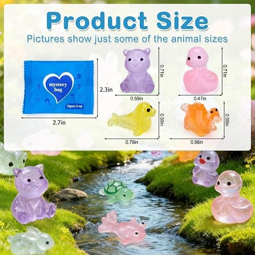 100pcs Mini Glow in The Dark Resin Animals, Mystery Bag Mini Resin Models, Blind Box Collectible Figurines, Individually Wrapped Tiny Models for DIY Fairy Garden, Micro Landscape Decor (Animals) thumbnail 2