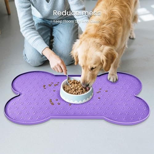PWTAA Dog Food Mat Anti-Slip Silicone Dog Bowl Mat Thicker Pet Placemat Waterproof Cat Feeder Pad with Raised Edge Puppy Kitten Feeding Mats Suitable Small Medium-Sized Dogs Cats Eating Tray thumbnail 8