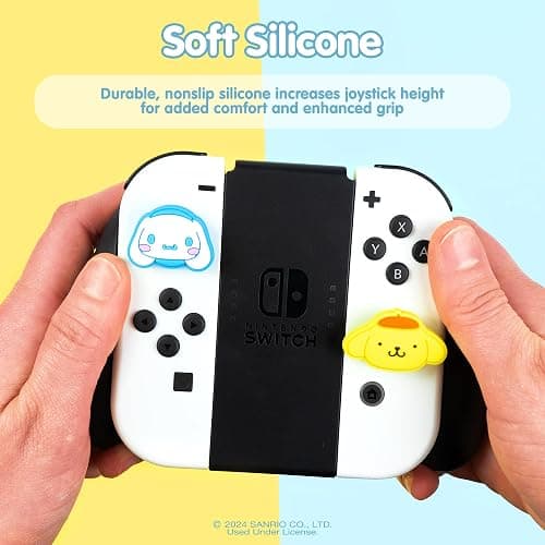 Hamee Hello Kitty and Friends Thumb Grips Compatible with Nintendo Switch OLED/Switch Lite, Character Analog Soft Anti-Slip Silicone Joystick Grip Cover Caps – Pompompurin and Cinnamoroll thumbnail 4