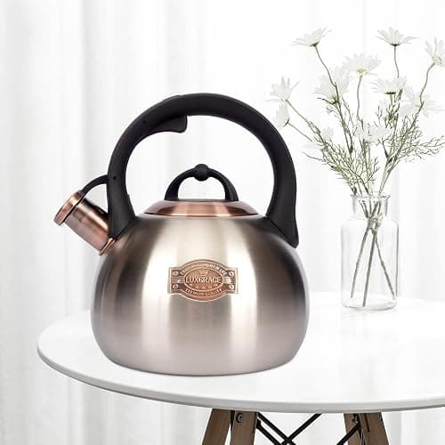 3.1 Quart Teal Whistling Tea Kettle for Stove Top, Food Grade Stainless Steel thumbnail 2