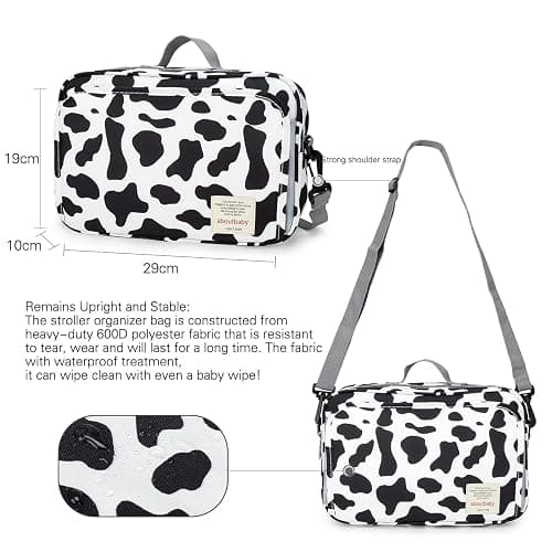 MOMIGO Baby Diaper Caddy Bag - Diaper Caddy Tote Baby Stroller Bag Nursery Storage Bin for Diapers, Wipes & Toys Mini Diaper Bag for Outdoor (Cows) thumbnail 2