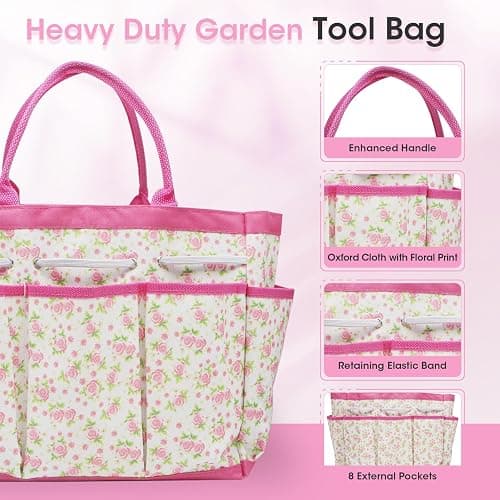 MYMULIKE Gardening Tools for Women, 26 Pieces Garden Tools Set, Gardening Gift Set with Storage Bag, Gloves,Gardening Supplies- Butterfly Decors and Colorful Planting Tags Included thumbnail 5