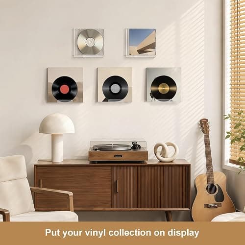 6 Pack Clear Vinyl Record Shelf Wall Mount, 4 Inch Acrylic Vinyl Holder | Floating CD Shelf and Display Rack for Home Office Wall Decor, with Two Mounting Options for Easy Installation thumbnail 2