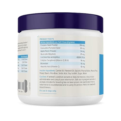 Vetnique Glandex for Dogs Anal Gland Chews 60ct Pumpkin + Digestive Enzymes | Anal Gland Dog Treats, Boot the Scoot + Fishy Odor Support, Fiber, Probiotics, Quercetin + Apple Pectin, Peanut Butter thumbnail 8