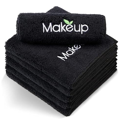 Orighty Microfiber Makeup Remover Cloths, 13 x 13 Inch, 6 Pack | Super Soft, Quick Dry Black Face Towels for Cleansing - Image 1