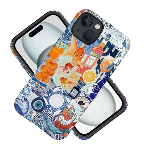 Generic Compatible with for iPhone 15,Fish European Collage Blue Phone Case for Girl Women Boy Men,Scratch Resistant Shockproof Cover Case for iPhone 15 thumbnail 2
