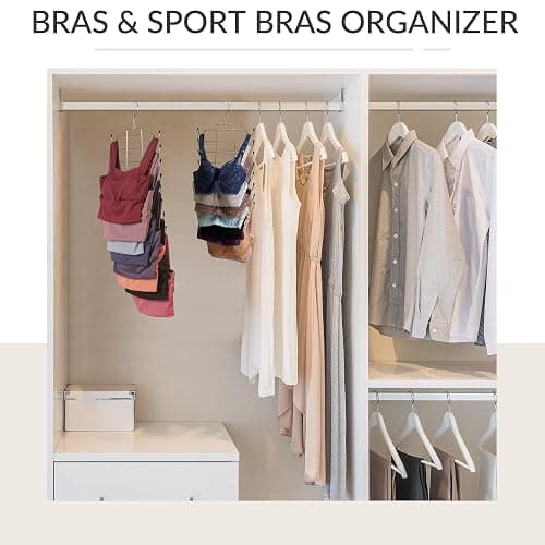 ZEDODIER 3 Pack Tank Top Hanger, Space Saving Bra Hangers, Non-Slip Hanging Sport Bras Holder, Closet Organizers and Storage for Camisoles Tank Tops Bras Ties Swimsuits Strappy Dress, Silver - 3 Pack - Silver thumbnail 4