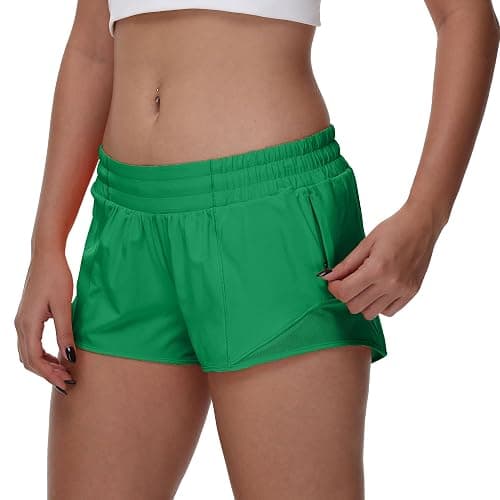 MCEDAR Women's Running Shorts Low Waisted 2.5"，Lightweight Active Workout Quick Dry Gym Athletic Sports Shorts Zip Pocket thumbnail 4