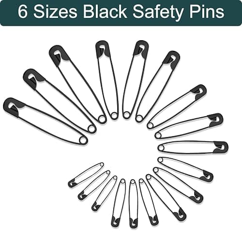 NEBURORA 600Pcs Black Safety Pin Assorted Size Safety Pin Small and Large Safety Pins for Clothes Home School Office Sewing Craft and Arts Pinning thumbnail 4